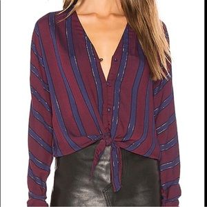 Rails Sloane Janeiro Stripe Front Tie Long Sleeve Top Size Medium